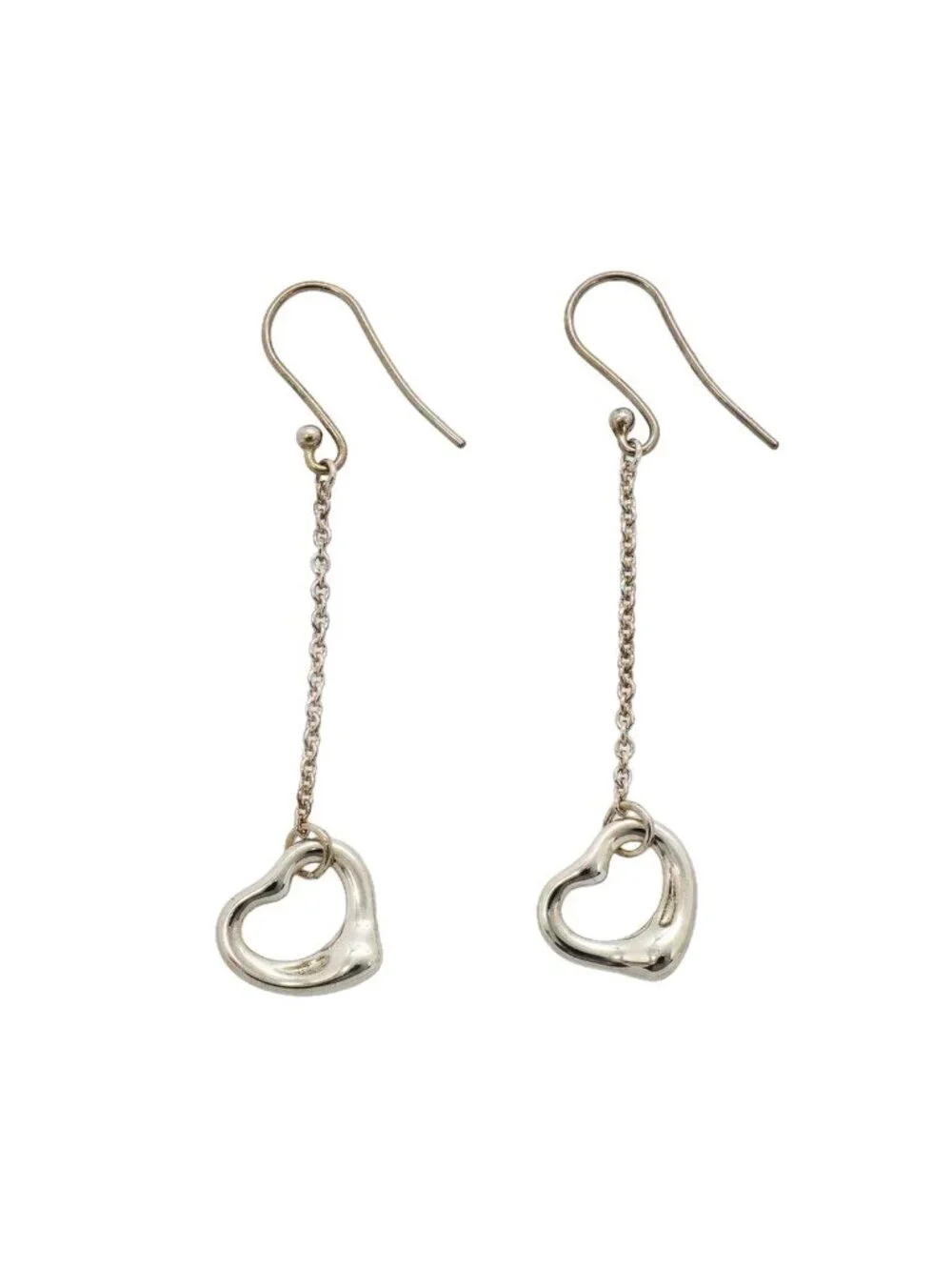 Tiffany & Co Earrings Open Heart Drop 925 Sterling Silver